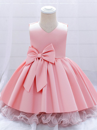 ピンクホワイトフラワーガールドレス 特別な機会のドレス シャンパンポリエステル ノースリーブ ジュエルネック フラワーガールドレス