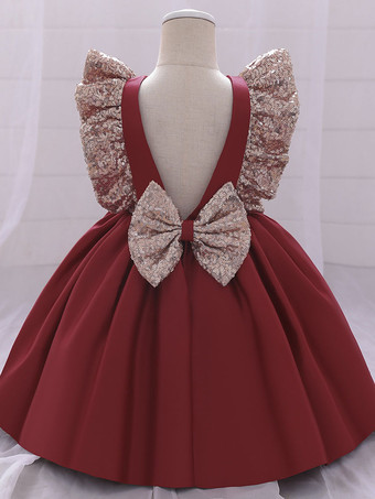 ホワイトフラワーガールドレス 特別な機会のドレス ピンクポリエステル 半袖 ジュエルネック フラワーガールドレス