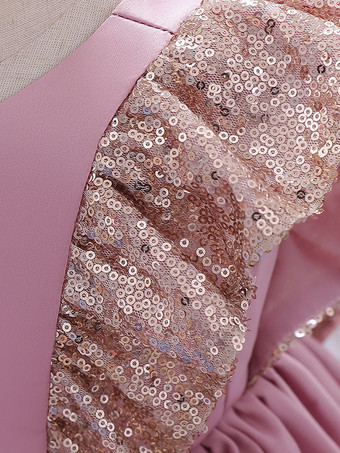 ホワイトフラワーガールドレス 特別な機会のドレス ピンクポリエステル 半袖 ジュエルネック フラワーガールドレス