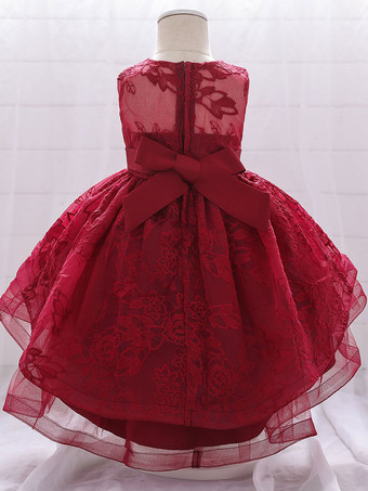 白いフラワーガールドレス 特別な日のドレス ピンクのレース ノースリーブ ジュエルネック フラワーガールドレス