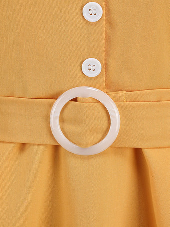 アクアティックドレス ボタン リングディテール 半袖 レトログラマー ミディドレス