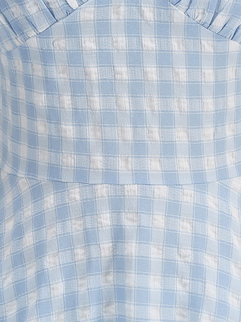 アクアティックドレス チェック柄 ホルターネック バックレス プリーツ レトロ グラマー ミディドレス