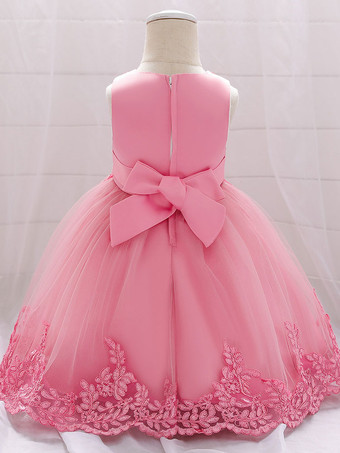 ホワイトフラワーガールドレス 特別な日のドレス シャンパンレース ノースリーブ ジュエルネック フラワーガールドレス