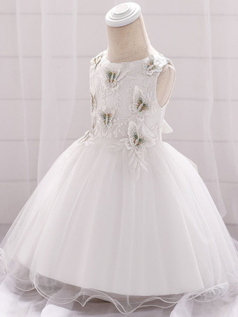 ホワイト ホワイトフラワーガールドレス 特別な日のドレス カメオピンクレース ノースリーブ ジュエルネック フラワーガールドレス