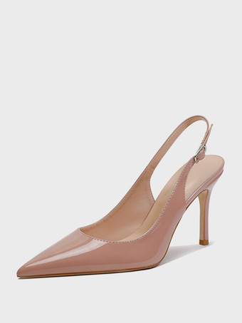 肌色レディース ドレスヒール ポインテッドトゥ スティレットヒール スリングバック パンプス