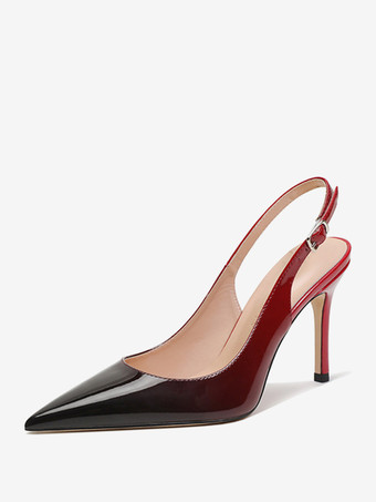 グラデーションカラーレディース ドレスヒール ポインテッドトゥ スティレットヒール スリングバック パンプス