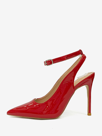 rouge Sandales à talons pour femmes sandales à bout pointu talons aiguilles