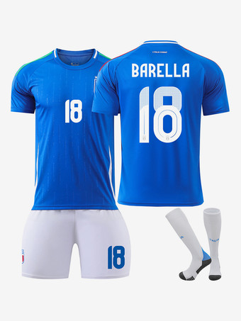 イタリア代表サッカーホームジャージ No.18 BARELLEA 2024 欧州選手権 3ピース 男性用と子供用