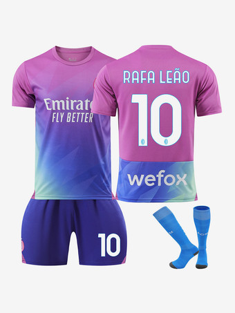 Camiseta AC Milan Número 10 RAFA LEAO Tercera 23/24 3 Piezas Ropa Deportiva para Adultos y Niños