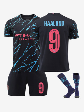 Manchester City No.9 HAALAND Tercera camiseta 23/24 Juego de 3 piezas para adultos y niños
