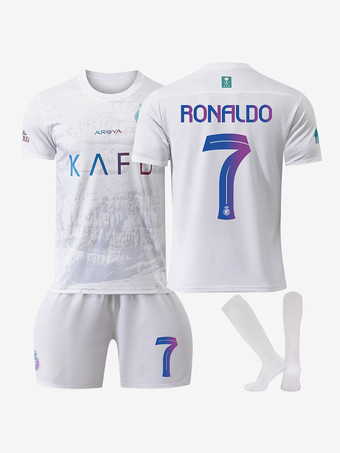 Camiseta Al-Nassr Nº 7 RONALDO Tercera 23/24 Trajes deportivos para niños 3 piezas