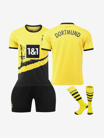Borussia Dortmund Herren-Trikot für Erwachsene und Kinder, 3-teiliges Kurzarm-Set