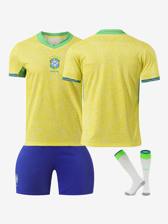 Brazil Jersey 23/24 3 Pieces Sportwear For Adults And Kids