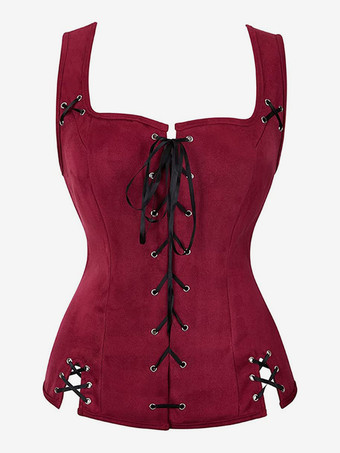 レッド エクリュホワイトレトロコスチュームレディースポリエステルトップトップレトロマリーアントワネットコスチュームヴィンテージ衣類 バーガンディ