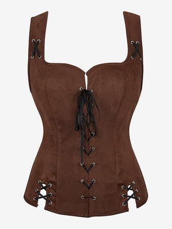 ブラウン エクリュホワイトレトロコスチュームレディースポリエステルトップトップレトロマリーアントワネットコスチュームヴィンテージ衣類 バーガンディ