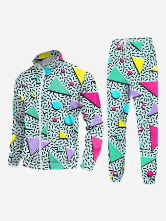 Blue Halloween Halloween Costumes Black Adult's Color Block Top Pants Polyester Halloween Holidays Costumes