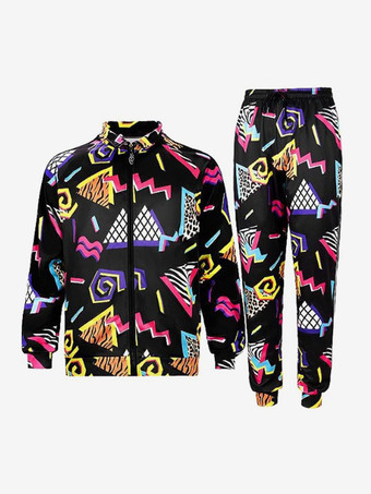 Black Halloween Halloween Costumes Black Adult's Color Block Top Pants Polyester Halloween Holidays Costumes