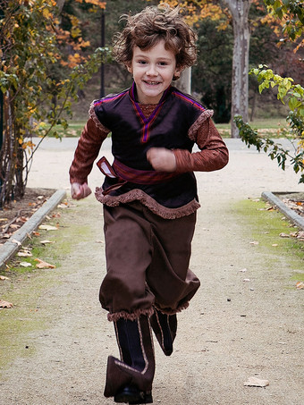 ブラウン 子供用ハロウィンコスチューム コーヒーブラウン ハロウィンセット 大人用ポリエステル繊維 ポリエステルトップパンツ