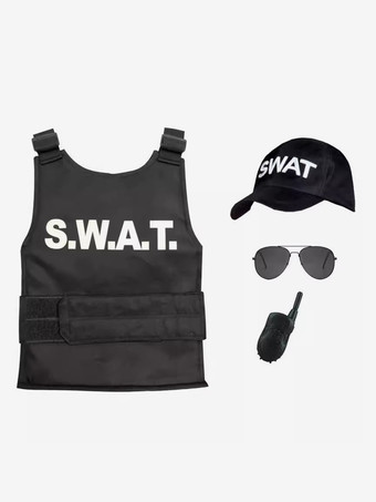 ブラック 子供用ハロウィンコスチューム ブラックハロウィンセット 子供用ポリエステル ウエストコート アクセサリー