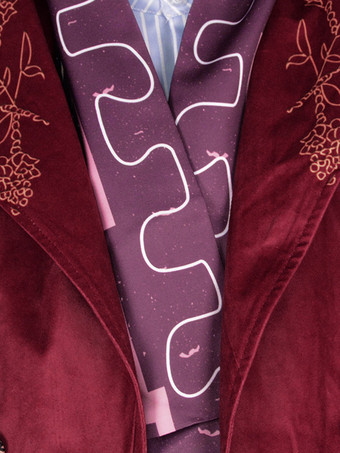 レッド ヴィンテージ セット レトロ ポリエステル 長袖 男性用レトロコスチューム バーガンディ