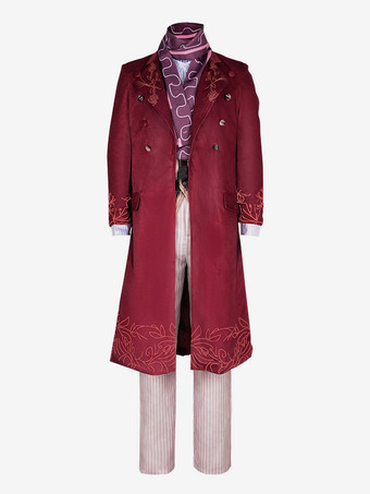 レッド ヴィンテージ セット レトロ ポリエステル 長袖 男性用レトロコスチューム バーガンディ