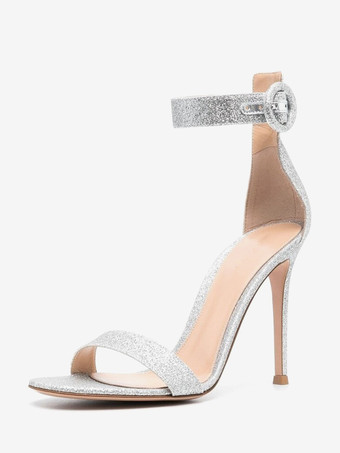 レディースヒールサンダル ラウンドトゥ スティレットヒールサンダル PUレザー