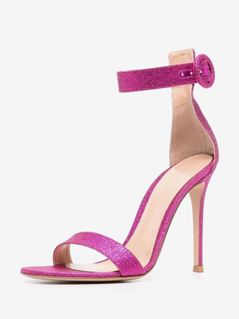 レディースヒールサンダル ラウンドトゥ スティレットヒールサンダル PUレザー