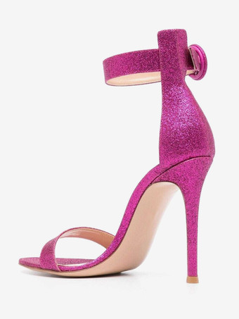 レディースヒールサンダル ラウンドトゥ スティレットヒールサンダル PUレザー