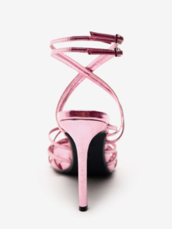 レディースヒールサンダル スティレットヒール PUレザーサンダル