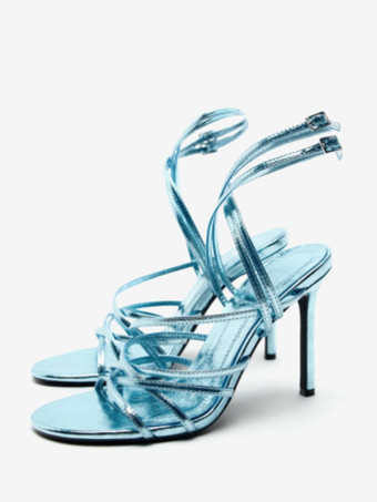 レディースヒールサンダル スティレットヒール PUレザーサンダル