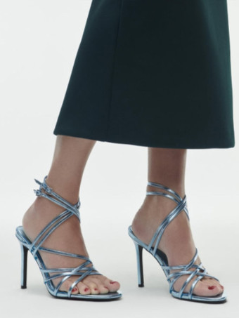 レディースヒールサンダル スティレットヒール PUレザーサンダル