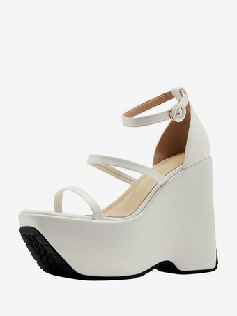 ホワイト レディース スリッポン サテン ウェッジサンダル