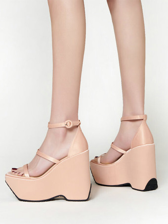 レディース スリッポン サテン ウェッジサンダル