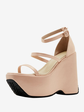 レディース スリッポン サテン ウェッジサンダル