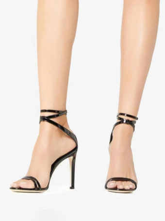 レディースヒールサンダル スティレットヒール PUレザーサンダル