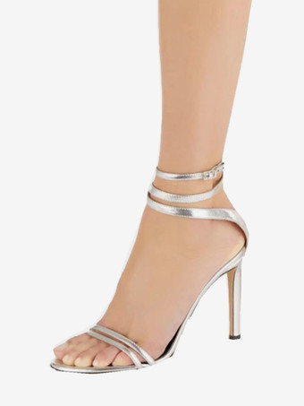 レディースヒールサンダル スティレットヒール PUレザーサンダル