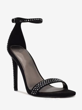 レディースヒールサンダル ラウンドトゥ スティレットヒールサンダル PUレザー