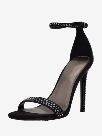 レディースヒールサンダル ラウンドトゥ スティレットヒールサンダル PUレザー