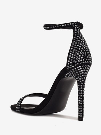 レディースヒールサンダル ラウンドトゥ スティレットヒールサンダル PUレザー