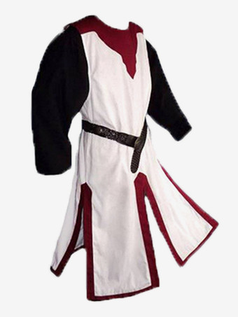 レッド＋ホワイト男性用黒のヴィンテージ レトロ 長袖 ポリエステル オーバーコート レトロコスチューム バーガンディ