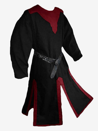 ブラック 男性用黒のヴィンテージ レトロ 長袖 ポリエステル オーバーコート レトロコスチューム バーガンディ