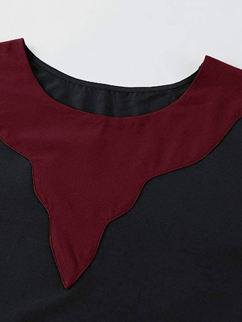 男性用黒のヴィンテージ レトロ 長袖 ポリエステル オーバーコート レトロコスチューム バーガンディ