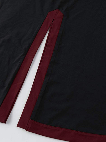 男性用黒のヴィンテージ レトロ 長袖 ポリエステル オーバーコート レトロコスチューム バーガンディ