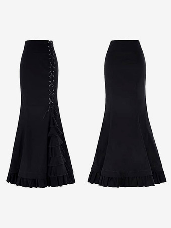 ブラック 黒のレトロコスチューム レディース マリーアントワネット コスチューム ポリエステルスカート スカート レトロ 仮面舞踏会 ボールガウン