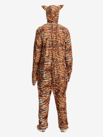着ぐるみパジャマ ワンジー ハロウィン 大人用 タイガープリント ポリエステル ジャンプスーツ フード 着ぐるみ コスチューム