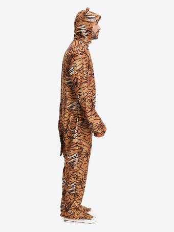 着ぐるみパジャマ ワンジー ハロウィン 大人用 タイガープリント ポリエステル ジャンプスーツ フード 着ぐるみ コスチューム