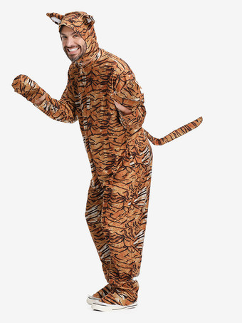 着ぐるみパジャマ ワンジー ハロウィン 大人用 タイガープリント ポリエステル ジャンプスーツ フード 着ぐるみ コスチューム