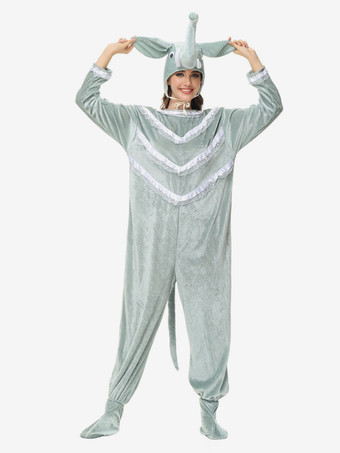 着ぐるみパジャマ ワンジー 漫画 大人用 ライトグレー ポリエステル 帽子 ジャンプスーツ 着ぐるみ コスチューム