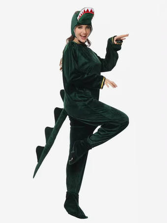 ワンジー着ぐるみパジャマ 漫画 大人用 ダークグリーン ポリエステル ジャンプスーツ 帽子 着ぐるみ コスチューム