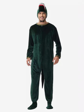 ワンジー着ぐるみパジャマ 漫画 大人用 ダークグリーン ポリエステル ジャンプスーツ 帽子 着ぐるみ コスチューム